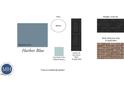 Displays color scheme for new home with choices for siding, shutters, trim, shingles, brick, and front door at 358 N Maple Walk Dr # 244, Garner, NC 27529