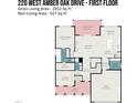 First floor plan of a 2452 Sq Ft home featuring the Primary Bedroom, Living Room, Kitchen, and Garage at 220 W Amber Oak Dr, Selma, NC 27576