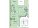 Layout featuring kitchen, sunroom, living room, garage, and owner's suite at 3423 Van Hessen Dr, Raleigh, NC 27614