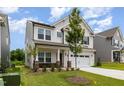Charming two-story home with stone accents, a well-manicured lawn, and a two-car garage at 27 Silver Moon Ln, Clayton, NC 27527
