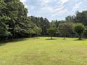 Expansive backyard with lush green grass, mature trees, and a fenced perimeter at 3000 Hidden Spring Ln, Oxford, NC 27565
