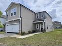Attractive two-story home with a two-car garage and well-manicured lawn at 112 Wilbur Lake Dr, Fuquay Varina, NC 27526