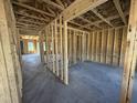 Unfinished living room with exposed framing and concrete floor showcases a spacious layout at 76 Tuskeegee Dr, Smithfield, NC 27577