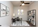 Cozy home office setup with stylish decor and natural light, perfect for remote work at 2321 Gathering Sq Ct, Fuquay Varina, NC 27526