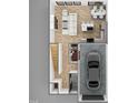 Open floor plan featuring living, dining, and kitchen area with a car in the garage at 17 Runneymede Pl, Smithfield, NC 27577