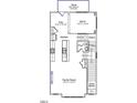 Detailed floor plan showcasing kitchen, Gathering room, stairs and a flex space at 2118 Pink Peony Cir # 151, Durham, NC 27703