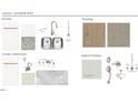 Selection board featuring kitchen and bathroom fixtures, flooring, interior finishes, and color palettes at 3219 Pelican Ln, Durham, NC 27703