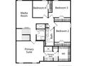 Second floor plan featuring primary suite, three bedrooms, and a shared bathroom at 41 Alderman (Lot 2) Ct, Dunn, NC 28334