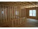 Unfinished living room featuring wood frame construction, large windows, and an open floor plan at 2194 Cleveland Cir, Sanford, NC 27332