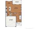 Layout of the home showcasing a covered porch, living room, kitchen, and 2 car garage at 17 Tackett Ct, Lillington, NC 27546