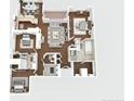 Detailed 3D floor plan showcasing the layout of a spacious condo with multiple bedrooms at 1222 Waterford Lake Dr, Cary, NC 27519
