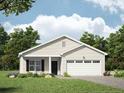 Charming single-story home featuring a covered entryway, a garage, and a well manicured lawn at 224 Appaloosa - Lot 60 Dr, Spring Lake, NC 28390