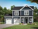 Charming two-story home featuring a two-car garage, dark blue siding, and beautiful curb appeal at 238 Appaloosa - Lot 61 Dr, Spring Lake, NC 28390