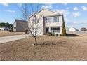 Attractive two-story home with vinyl siding, complemented by mature landscaping and a spacious front yard at 539 Botanical Ct, Bunnlevel, NC 28323