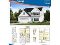 Newly constructed two-story home plan featuring a white exterior, a turquoise front door, and a spacious garage at 293 Harborwood St, Lillington, NC 27546