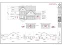 Front elevation blueprint displaying the home's facade, garage, and architectural details for buyers at 62 Peach Orchard (Lot 3) Ln, Lillington, NC 27546