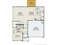 First floor plan featuring a Gathering room, kitchen, dining area and 2-car garage at 5526 Swanns Station Road Rd, Sanford, NC 27332