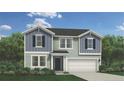 Charming two-story home featuring blue trim, a two-car garage, and lovely landscaping at 5554 Swanns Station Rd, Sanford, NC 27332