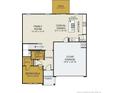 Open-concept first floor featuring a Gathering room, dining area, kitchen, and a two-car garage at 5554 Swanns Station Rd, Sanford, NC 27332
