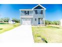Charming two-story home with light-blue siding, complemented by a spacious, well-manicured lawn at 932 Allstar Ave, Cameron, NC 28326