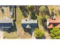 Aerial view of home with fenced yard, mature trees, and neighborhood setting at 346 Northview Dr, Sanford, NC 27332