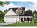 Charming two-story home featuring an attached two-car garage, shutters, and lovely landscaping at 317 Harborwood St, Lillington, NC 27546