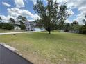 Suburban two-story home with large, grassy front yard and mature tree at 23 Glenn Oak Dr, Sanford, NC 27330