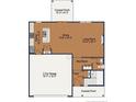 Open-concept floor plan featuring a large kitchen, dining area, living room, and two-car garage at 178 Travelers Way, Lillington, NC 27546
