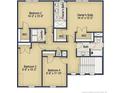 Second-floor layout featuring an owner's suite with bath, three bedrooms, two baths, laundry, and linen closet at 178 Travelers Way, Lillington, NC 27546