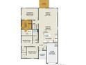 Detailed floor plan of a 3-bedroom home features a spacious layout with open-concept kitchen and dining areas, plus attached 1-car garage at 72 Greenbay Street, Lillington, NC 27546