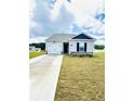 Charming single-story home featuring a gray facade, landscaped front yard and a driveway at 3202 Finch Ct, Sanford, NC 27332