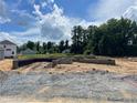 Home construction site with a foundation for a pool and retaining walls on a sunny day at 37 Shoreline Dr, Lillington, NC 27546