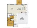 Layout of the first floor with the living area, kitchen, dining area, garage and one bedroom at 86 Greenbay Street, Lillington, NC 27546