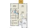 Detailed floor plan showcasing the layout with bedrooms, bathrooms, kitchen, Gathering room, and a one car garage at 198 Greenbay Street, Lillington, NC 27546