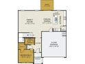 Open concept first-floor layout with a kitchen, Gathering room, dining area, and two-car garage at 216 Greenbay Street, Lillington, NC 27546