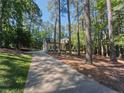 Scenic view of the home down a long paved driveway, surrounded by lush greenery at 3103 Royal Pines Dr, Sanford, NC 27330