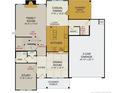 Spacious first-floor plan featuring a kitchen, dining room, Gathering room, study, and two-car garage at 263 Steeple Ridge, Cameron, NC 28326