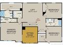 Upstairs floor plan showcasing bedrooms, bathrooms, loft, sitting room, and owner's suite with walk-in closet at 42 Willow Walk Way, Cameron, NC 28326