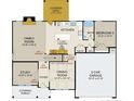 Detailed first-floor layout showing the kitchen, Gathering room, study, dining room, and two-car garage at 42 Willow Walk Way, Cameron, NC 28326