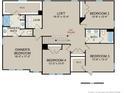 Layout of the home's second floor featuring a loft, four bedrooms, including the owner's suite, and two bathrooms at 279 Steeple Ridge, Cameron, NC 28326