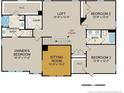 Second-floor floor plan featuring a loft, bedrooms, sitting room, bathrooms, and laundry room at 129 Steeple Ridge, Cameron, NC 28326