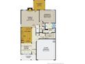 First floor plan featuring a kitchen, Gathering room, owner's bedroom, 2-car garage, and covered porch at 227 Steeple Ridge, Cameron, NC 28326