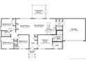 Layout featuring bedrooms, bathrooms, kitchen, laundry, screened porch, and garage at 1402 Pennsylvania Ave, Sanford, NC 27332