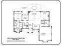 First floor plan featuring the kitchen, living room, primary bedroom, and two-car garage at 1063 Pineywood Church Rd, Cameron, NC 28326