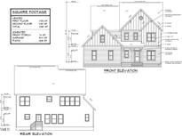 Two-story house front and rear elevation with architectural details at 7331 Shawan Rd, Wendell, NC 27591