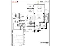 An open concept first floorplan featuring a kitchen, Gathering room, dining area, and primary suite at 791 Chapel Ridge Dr, Pittsboro, NC 27312