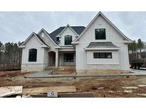 Stunning new construction home with vertical siding, stone accents, and black framed windows at 30 Spanish Oak Dr, Youngsville, NC 27596