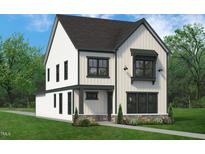 Two-story house with white siding, dark trim, and landscaping at 2400 Adrift Rd, Fuquay Varina, NC 27526
