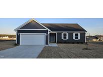 Charming single-Gathering home featuring a two-car garage, gray siding and a well-maintained lawn at 141 Robert Howe Dr, Fuquay Varina, NC 27526