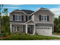 Two-story home with gray siding, white trim, and a two-car garage at 109 Magma Ln, Holly Springs, NC 27540